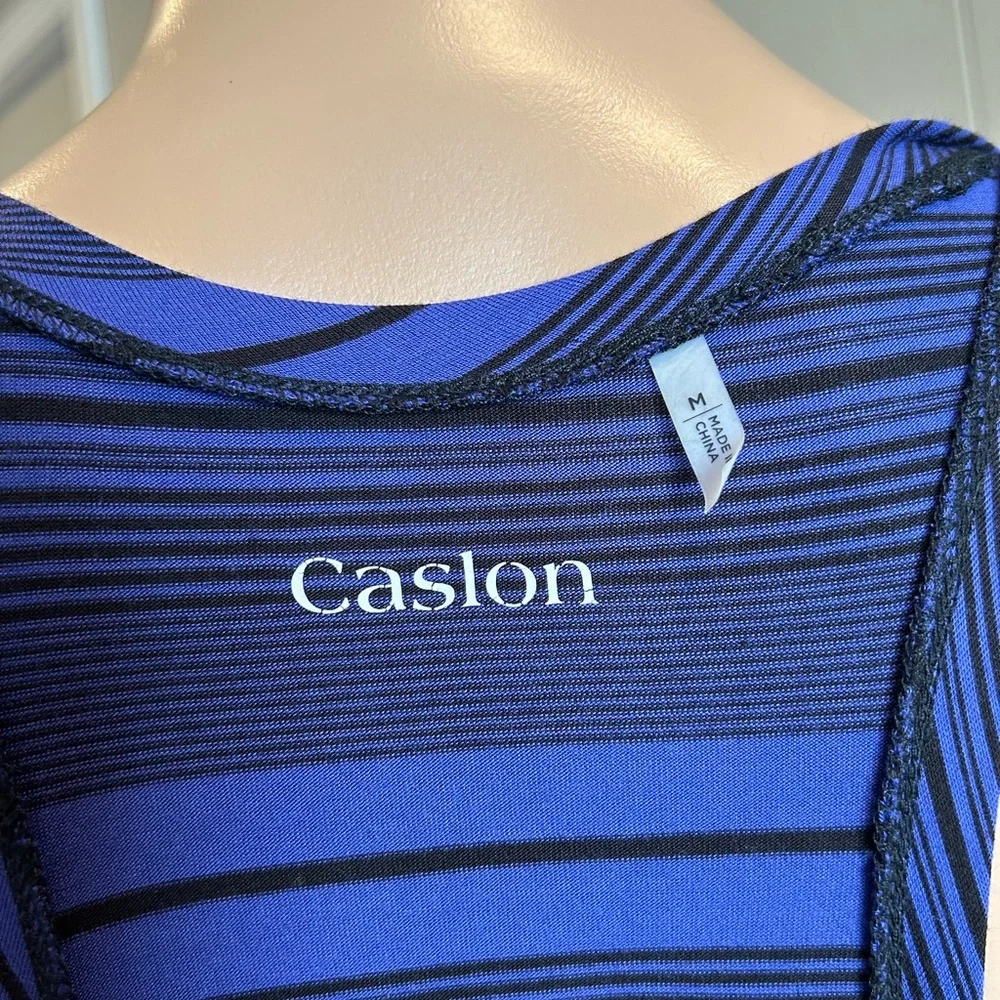 Floor length sleeveless blue with blue stripes casual-formal dress - Picture 3 of 4